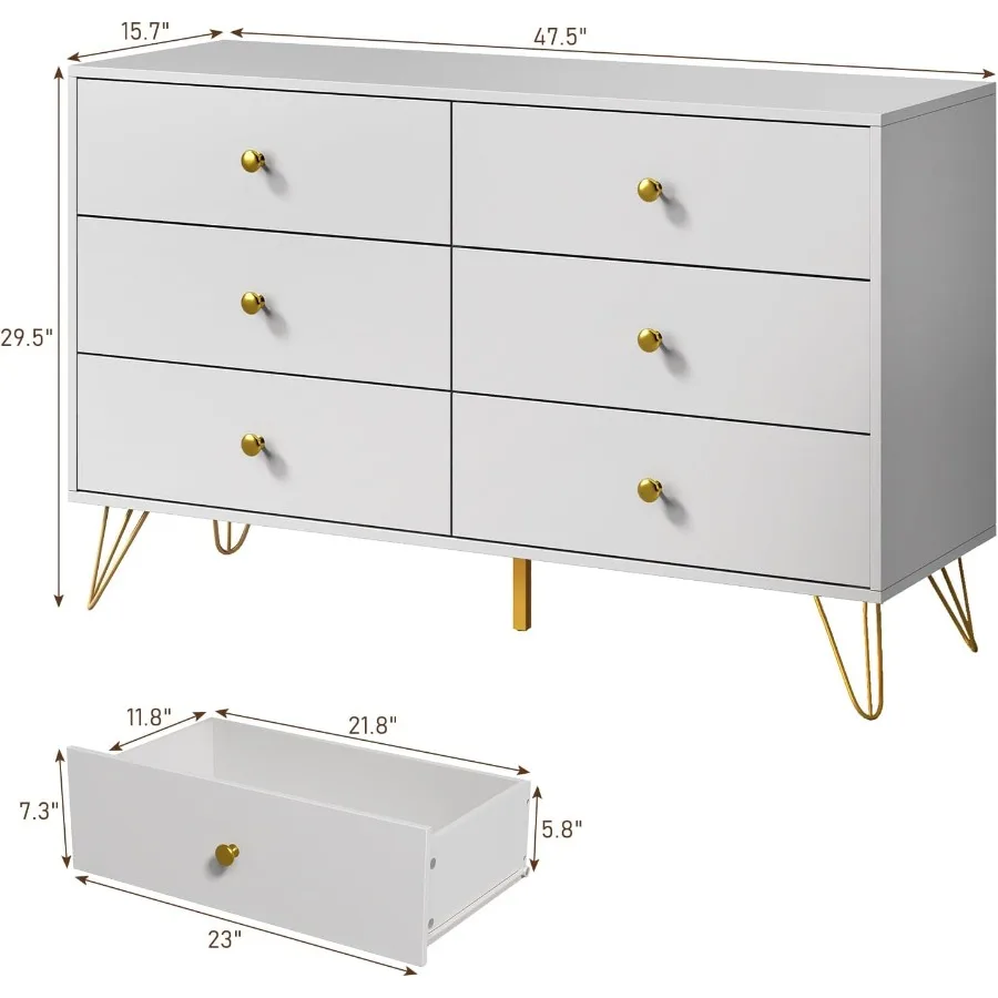 Bedroom 6-Drawer White Dresser - Storage recension och pris