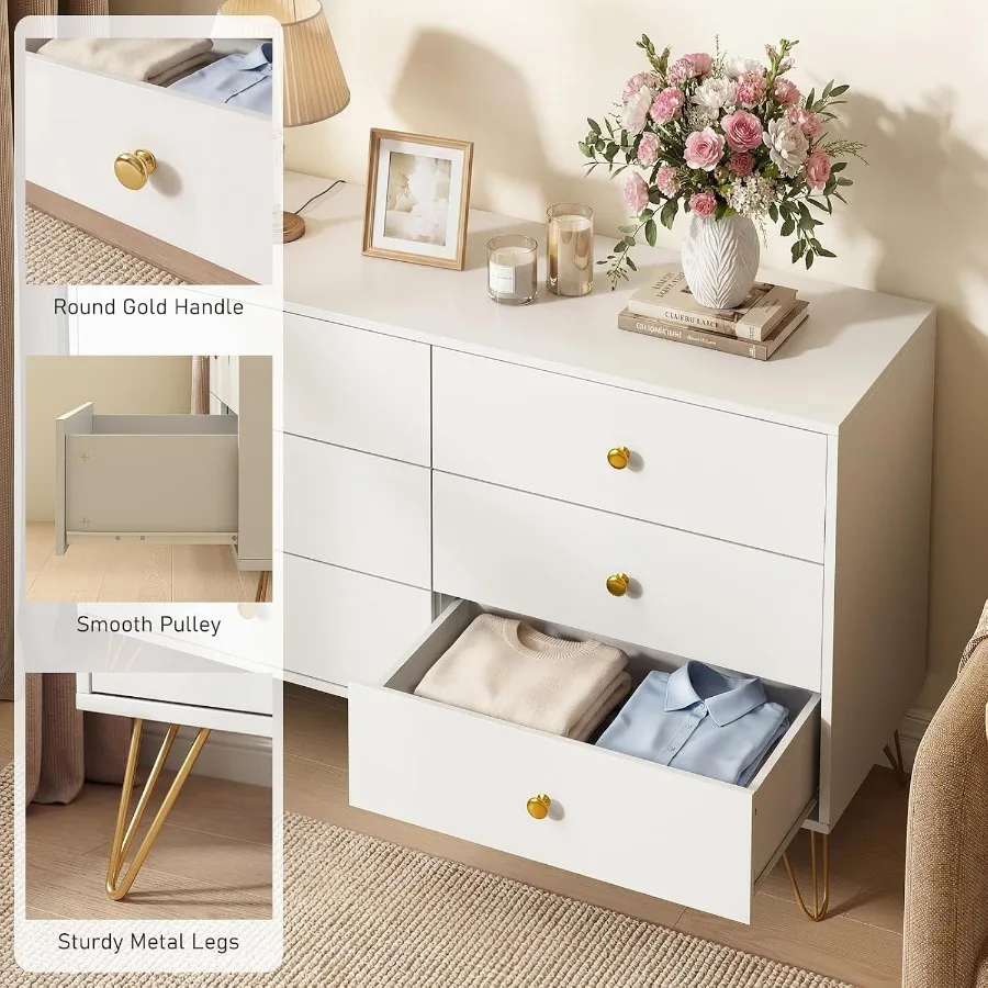 Bedroom 6-Drawer White Dresser - Storage recension och pris