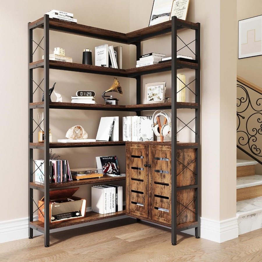 6-Shelf Corner Bookshelf for L - Storage recension och pris