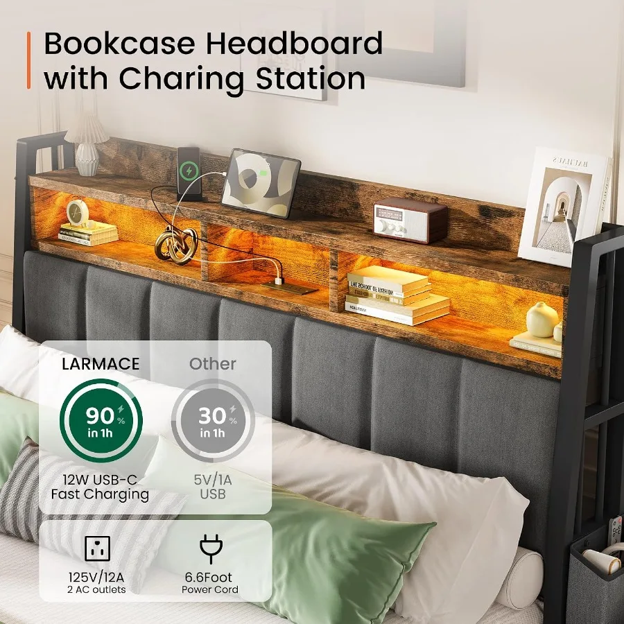 King Size Bed Frame with 2 Sto - King Size Bed Frame With Storage Drawers recension och pris