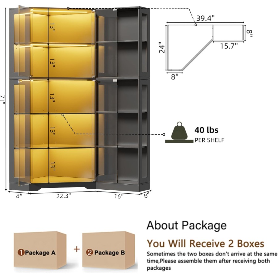 Corner display curio cabinet w - Storage recension och pris