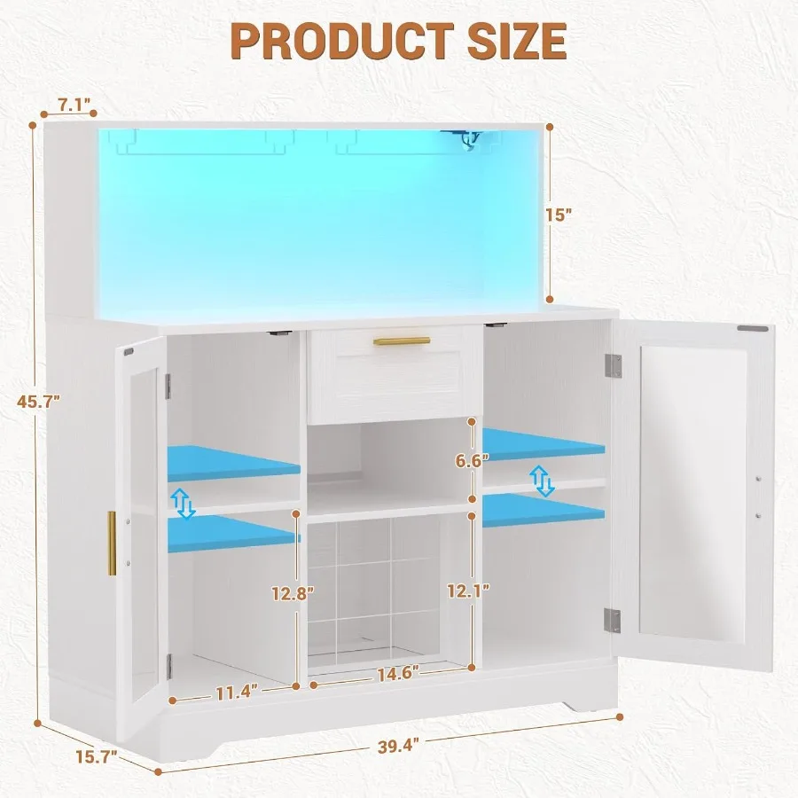 Coffee Bar Cabinet with RGB LE - Storage recension och pris