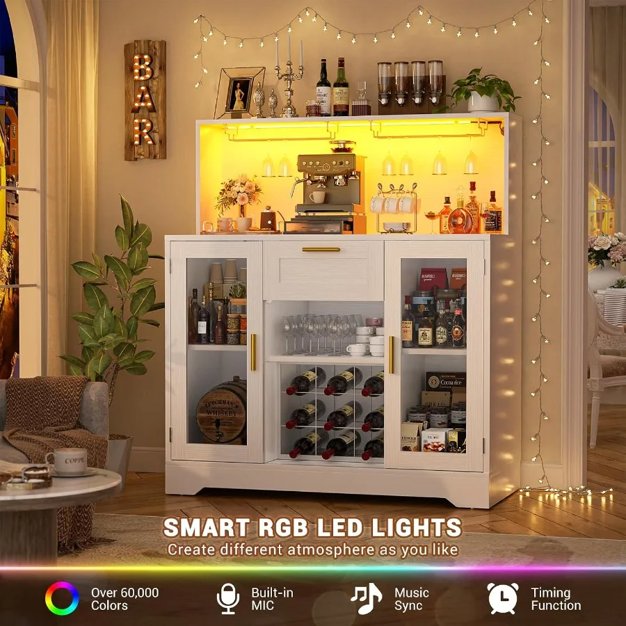 Coffee Bar Cabinet with RGB LE - Storage recension och pris
