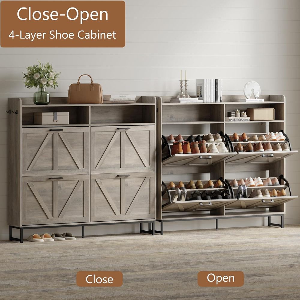 Shoe Storage Cabinet with 4 li - Shoe Rack Cabinet Narrow Entryway recension och pris
