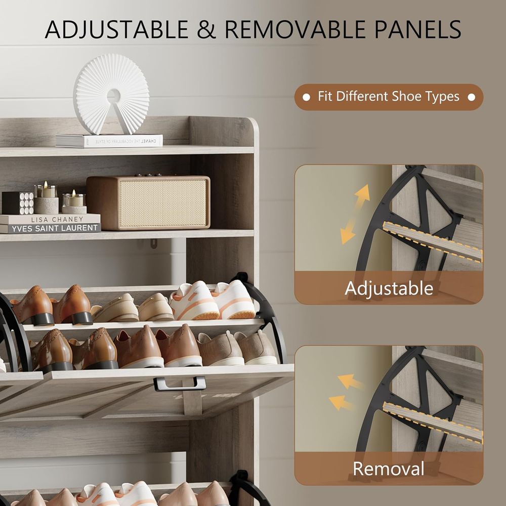 Shoe Storage Cabinet with 4 li - Shoe Rack Cabinet Narrow Entryway recension och pris