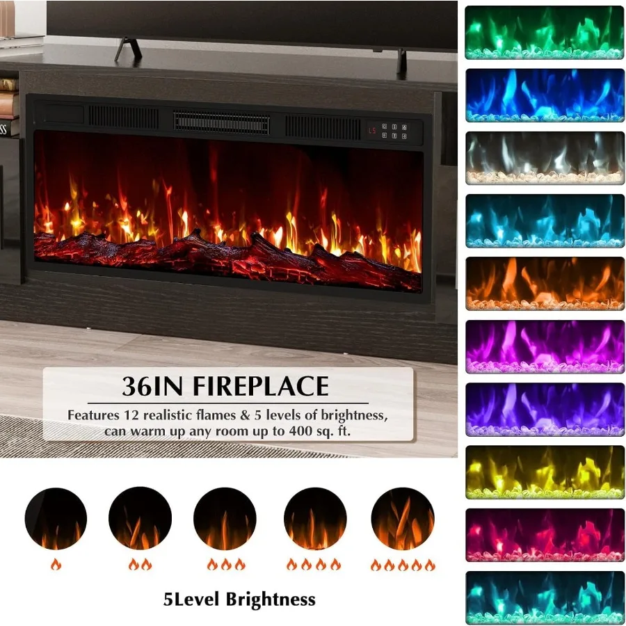 Living room TV stand with fire - Storage recension och pris