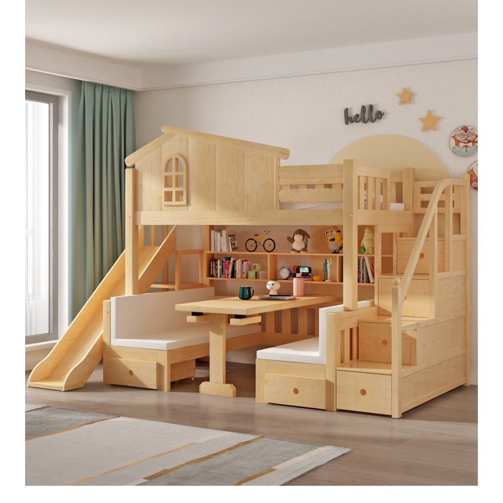 Bunk Bed with Desk Multifuncti - Bunk Bed With Stairs And Slide recension och pris